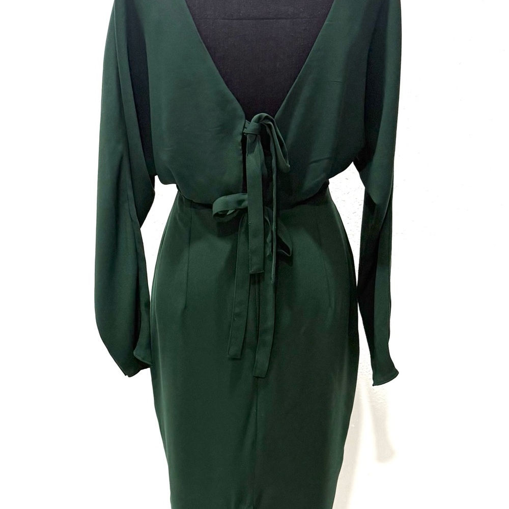 ASOS Dark Green Backless long sleeves Dress 8 - Picture 6 of 9
